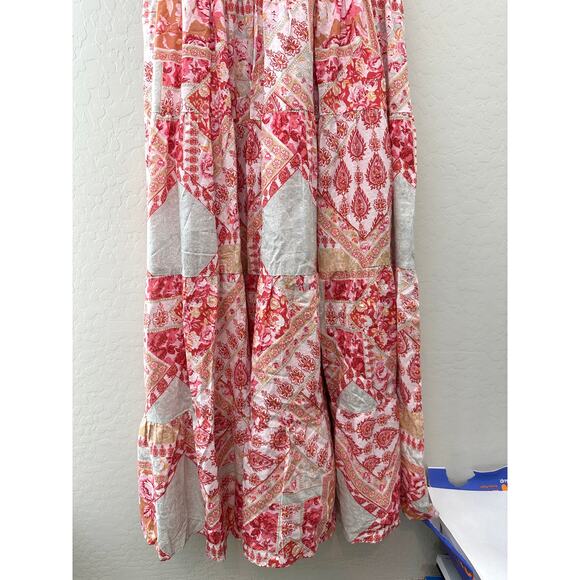 JACQUIE THE LABEL | Boho Patchwork Floral Maxi Dress Puff Sleeve NWT | Large - Picture 4 of 9